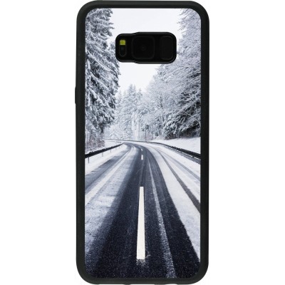 Coque Samsung Galaxy S8+ - Silicone rigide noir Winter 22 Snowy Road