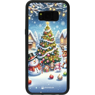 Coque Samsung Galaxy S8+ - Silicone rigide noir Noël 2023 bonhomme de neige et sapin