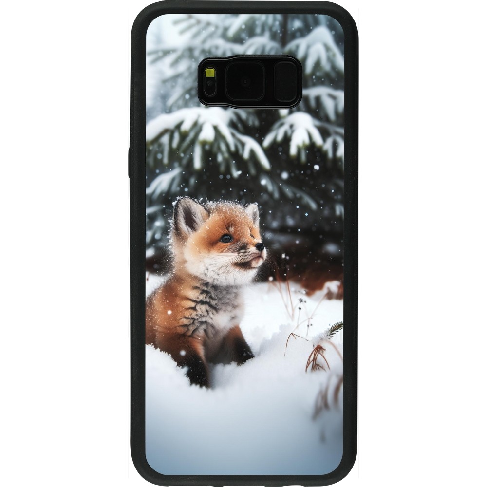 Coque Samsung Galaxy S8+ - Silicone rigide noir Noël 2023 Renardeau sapin