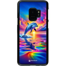 Coque Samsung Galaxy S9 - Dauphin arc-en-ciel heureux