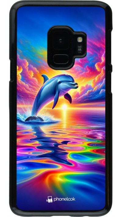 Coque Samsung Galaxy S9 - Dauphin arc-en-ciel heureux