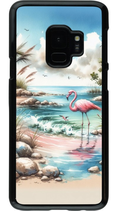 Coque Samsung Galaxy S9 - Flamant rose aquarelle