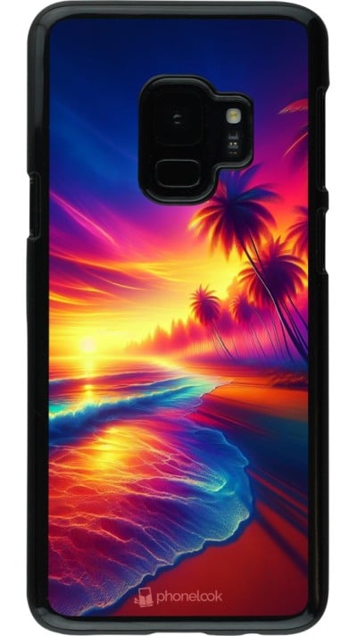 Coque Samsung Galaxy S9 - Plage coucher soleil flashy