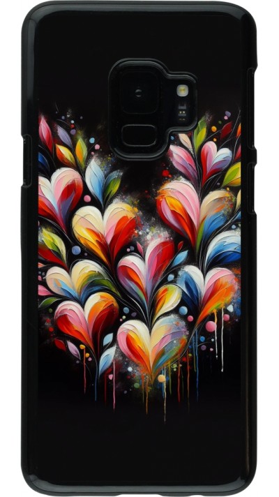 Coque Samsung Galaxy S9 - Valentine 2024 Coeur Noir Abstrait