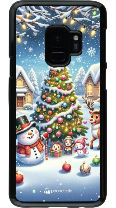 Coque Samsung Galaxy S9 - Noël 2023 bonhomme de neige et sapin