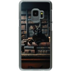 Coque Samsung Galaxy S9 - Plastique transparent Chat livres sombres