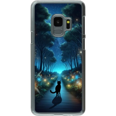 Coque Samsung Galaxy S9 - Plastique transparent Chat noir promenade