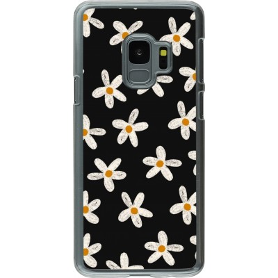 Coque Samsung Galaxy S9 - Plastique transparent Easter 2024 white on black flower