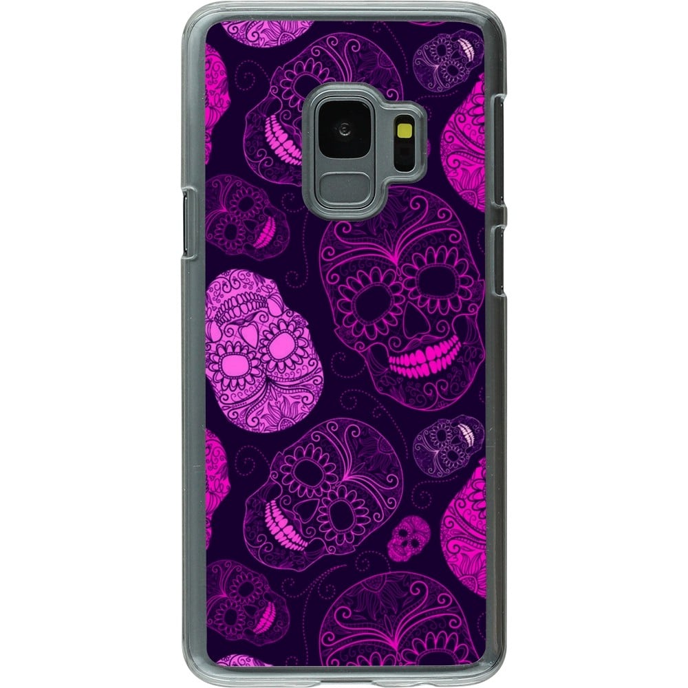 Coque Samsung Galaxy S9 - Plastique transparent Halloween 2023 pink skulls