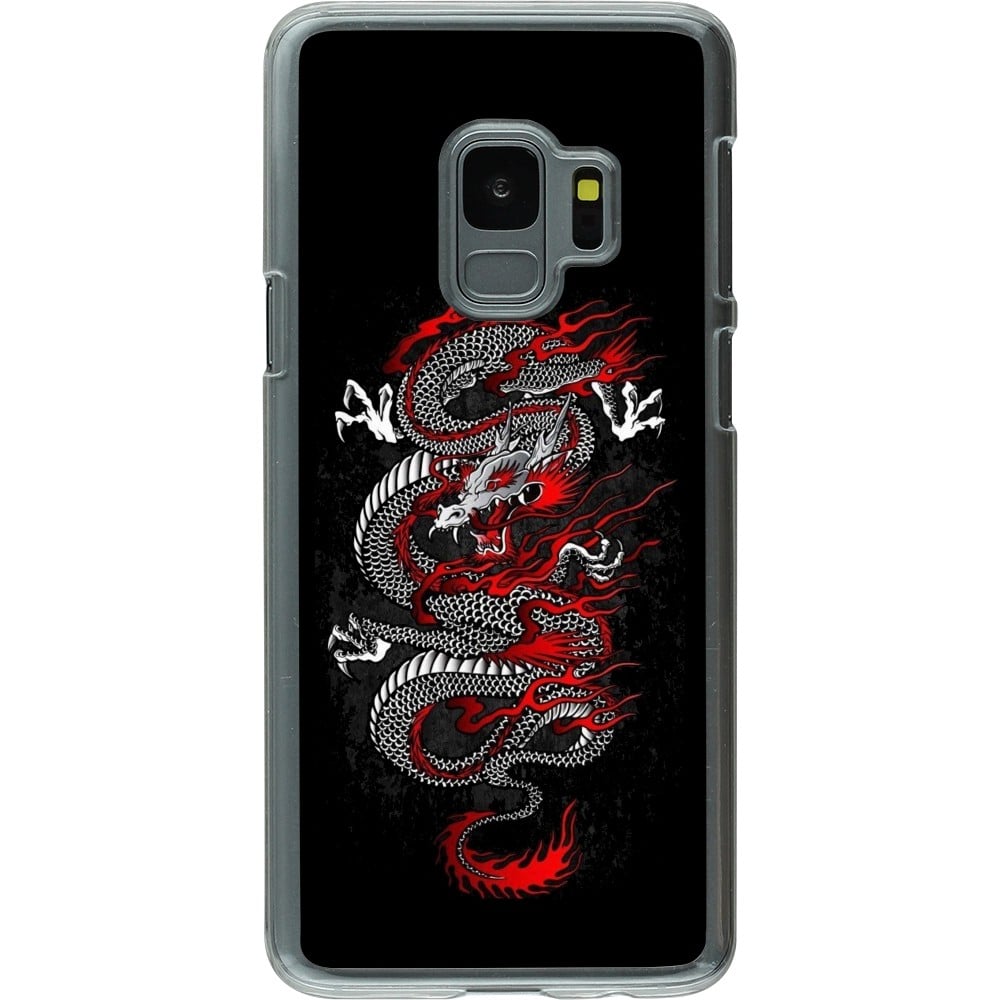 Coque Samsung Galaxy S9 - Plastique transparent Japanese style Dragon Tattoo Red Black