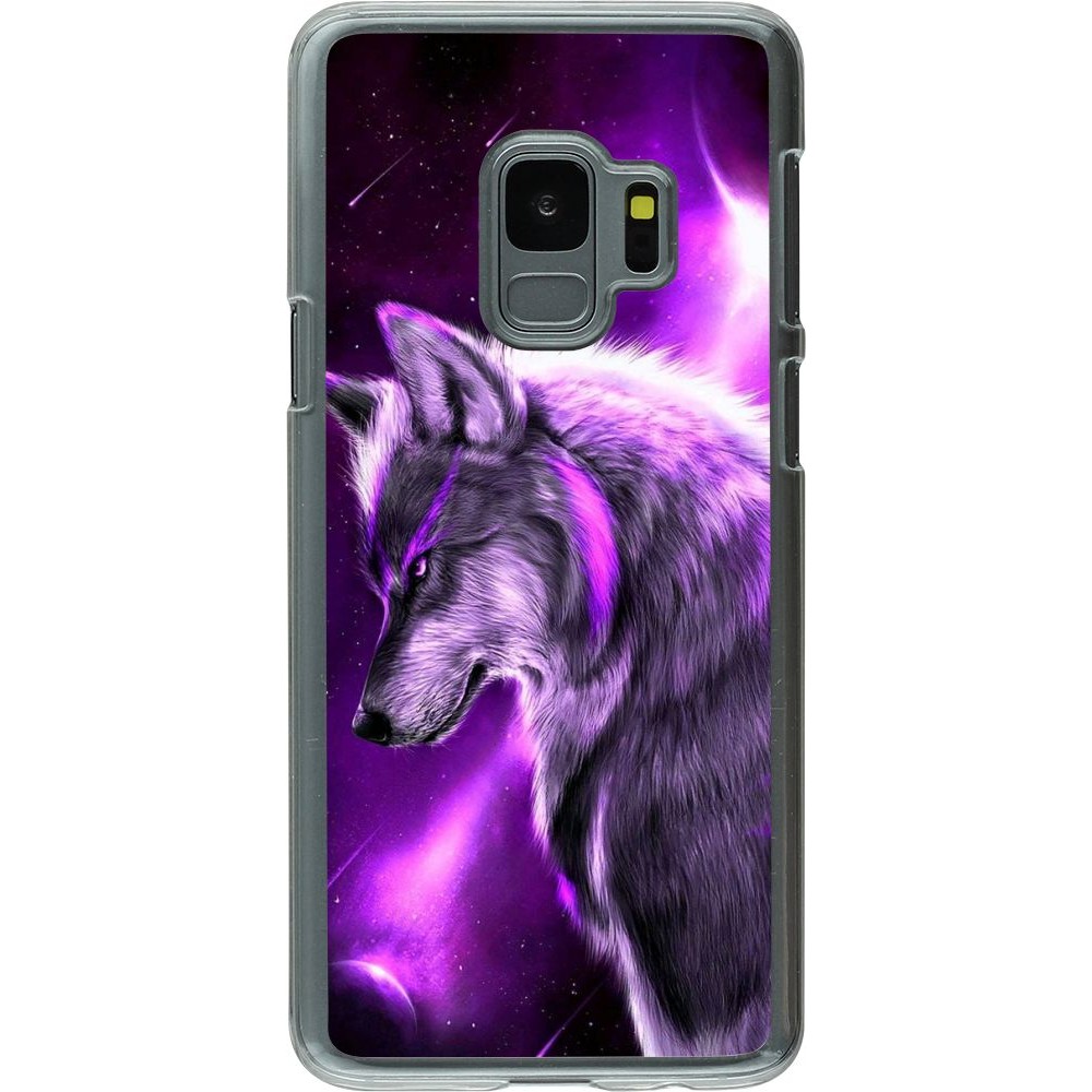 Coque Samsung Galaxy S9 - Plastique transparent Purple Sky Wolf