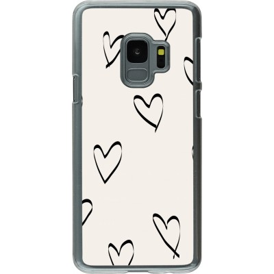 Coque Samsung Galaxy S9 - Plastique transparent Valentine 2023 minimalist hearts