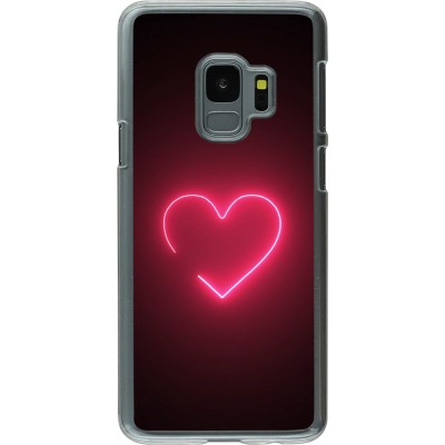 Coque Samsung Galaxy S9 - Plastique transparent Valentine 2023 single neon heart