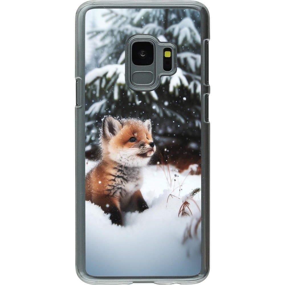 Coque Samsung Galaxy S9 - Plastique transparent Noël 2023 Renardeau sapin