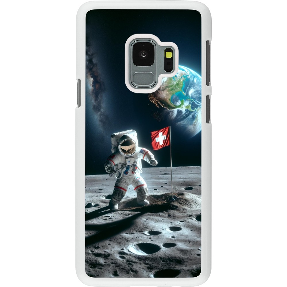 Coque Samsung Galaxy S9 - Plastique blanc Astro Suisse sur lune