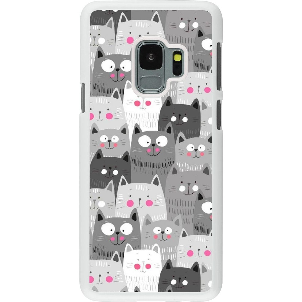 Coque Samsung Galaxy S9 - Plastique blanc Chats gris troupeau