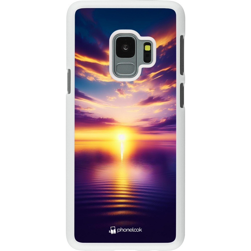 Coque Samsung Galaxy S9 - Plastique blanc Coucher soleil jaune violet