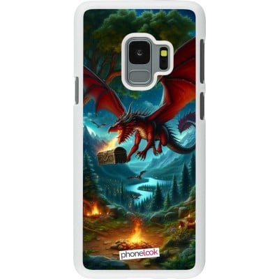 Coque Samsung Galaxy S9 - Plastique blanc Dragon Volant Forêt Trésor