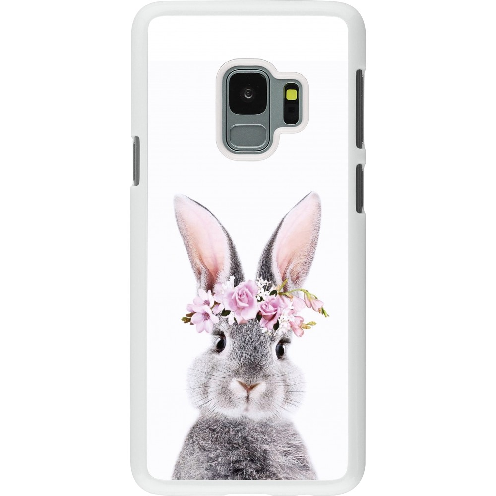 Coque Samsung Galaxy S9 - Plastique blanc Easter 2023 flower bunny