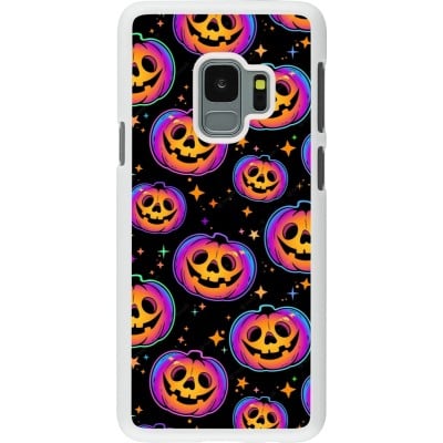 Coque Samsung Galaxy S9 - Plastique blanc Halloween 2024 rainbow pumpkins