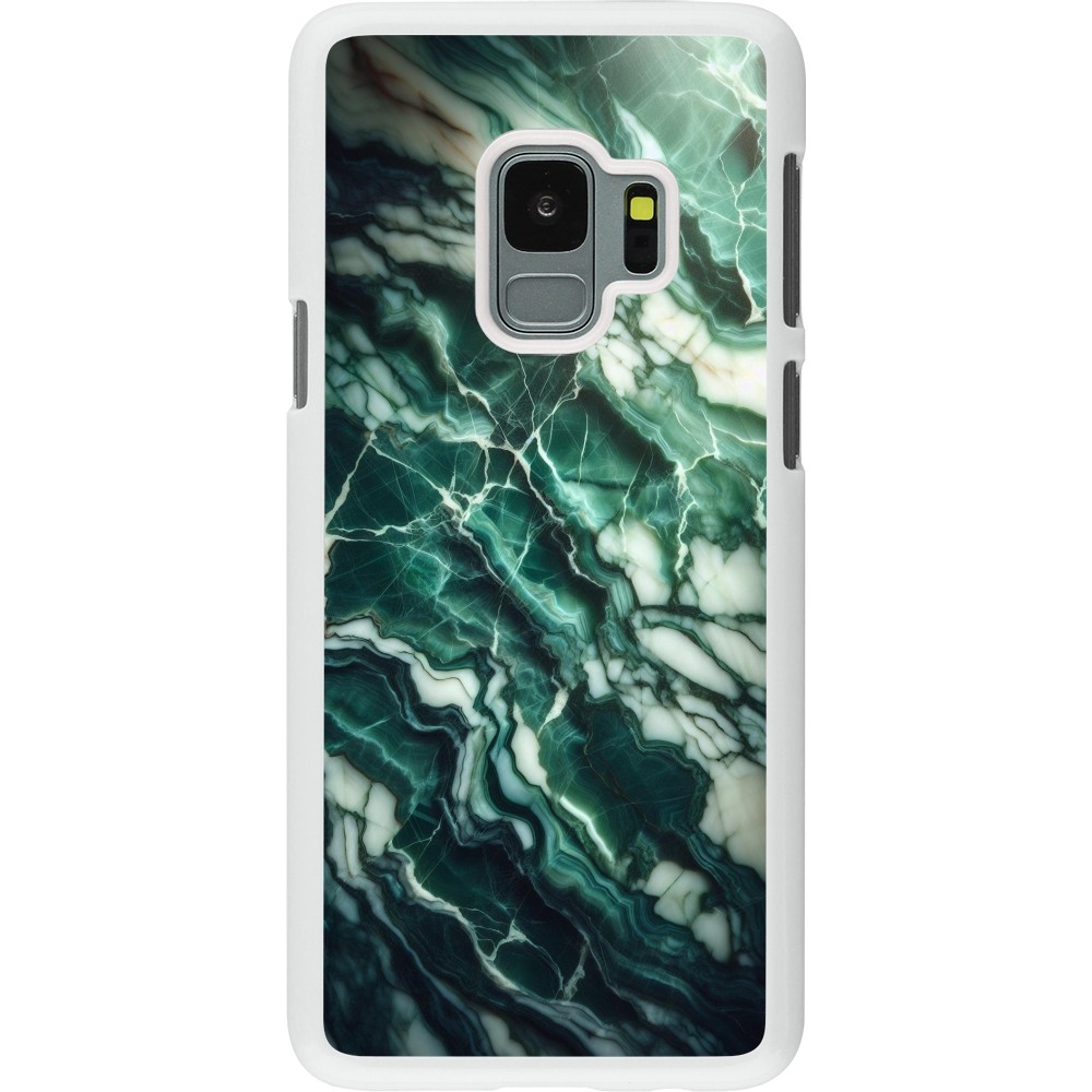 Coque Samsung Galaxy S9 - Plastique blanc Marbre vert majestueux