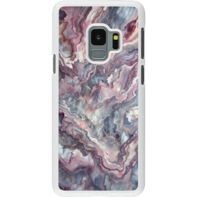 Coque Samsung Galaxy S9 - Plastique blanc Marbre violette argentée