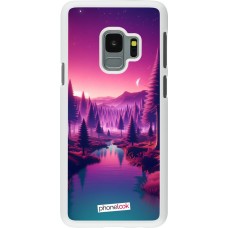 Coque Samsung Galaxy S9 - Plastique blanc Paysage Violet-Rose