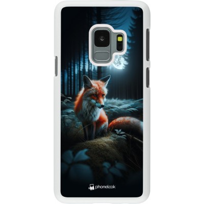 Coque Samsung Galaxy S9 - Plastique blanc Renard lune forêt