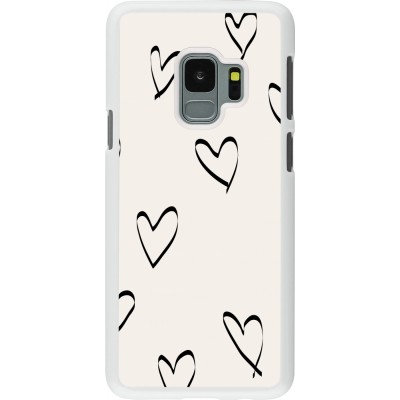 Coque Samsung Galaxy S9 - Plastique blanc Valentine 2023 minimalist hearts