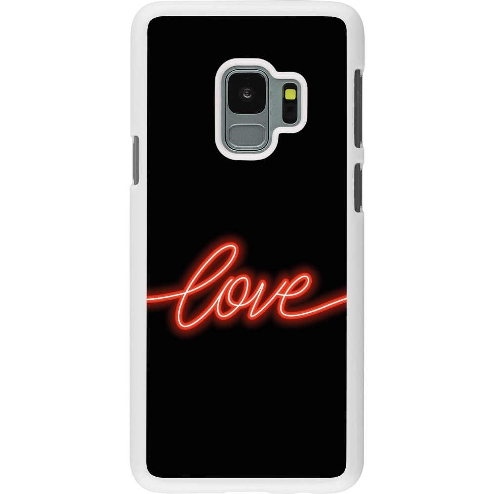 Coque Samsung Galaxy S9 - Plastique blanc Valentine 2023 neon love