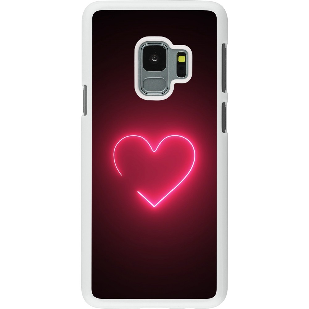 Coque Samsung Galaxy S9 - Plastique blanc Valentine 2023 single neon heart