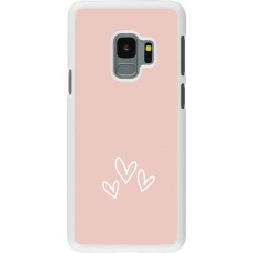 Coque Samsung Galaxy S9 - Plastique blanc Valentine 2023 three minimalist hearts