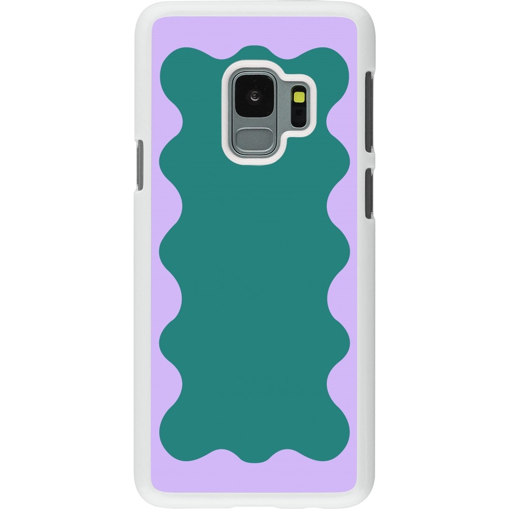 Coque Samsung Galaxy S9 - Plastique blanc Wavy Rectangle Green Purple