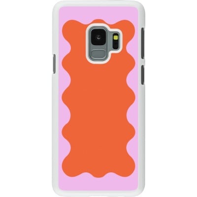 Coque Samsung Galaxy S9 - Plastique blanc Wavy Rectangle Orange Pink