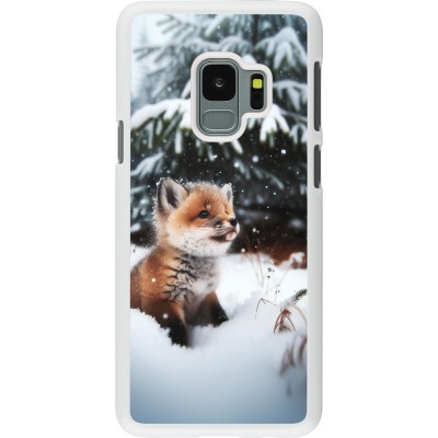 Coque Samsung Galaxy S9 - Plastique blanc Noël 2023 Renardeau sapin