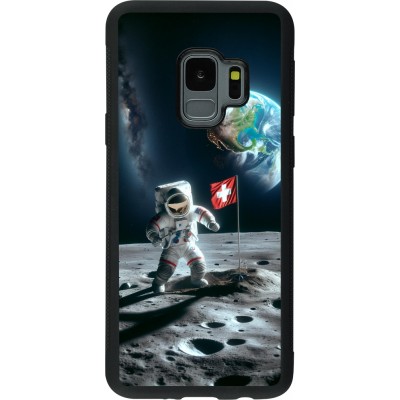 Coque Samsung Galaxy S9 - Silicone rigide noir Astro Suisse sur lune