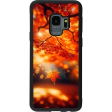 Coque Samsung Galaxy S9 - Silicone rigide noir Automne Magique Orange