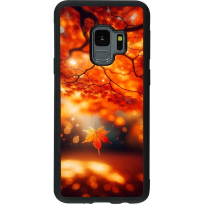 Coque Samsung Galaxy S9 - Silicone rigide noir Automne Magique Orange