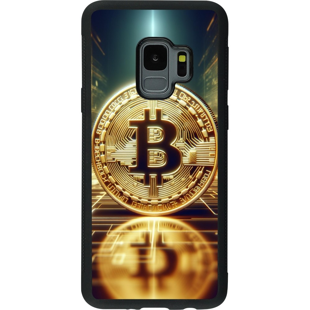 Coque Samsung Galaxy S9 - Silicone rigide noir Bitcoin Standing