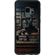 Coque Samsung Galaxy S9 - Silicone rigide noir Chat livres sombres