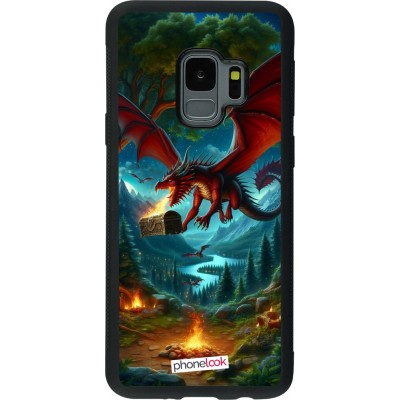 Coque Samsung Galaxy S9 - Silicone rigide noir Dragon Volant Forêt Trésor