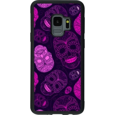 Coque Samsung Galaxy S9 - Silicone rigide noir Halloween 2023 pink skulls