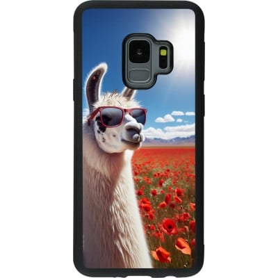 Coque Samsung Galaxy S9 - Silicone rigide noir Lama Chic en Coquelicot