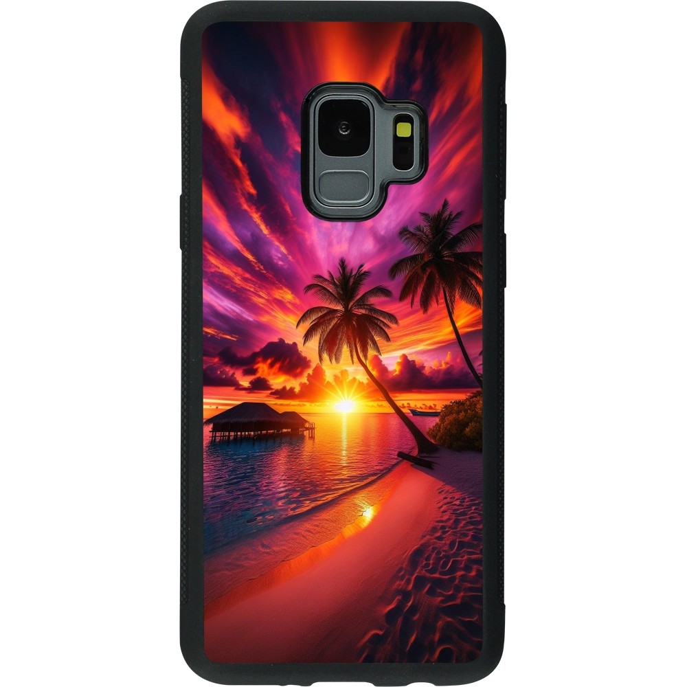 Coque Samsung Galaxy S9 - Silicone rigide noir Maldives Dusk Bliss