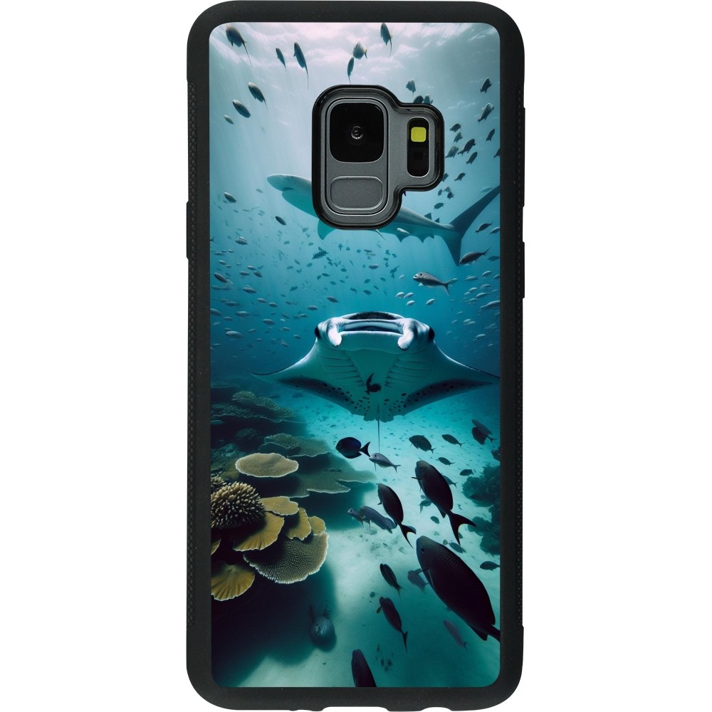 Coque Samsung Galaxy S9 - Silicone rigide noir Manta Lagon Nettoyage