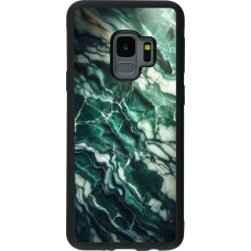 Coque Samsung Galaxy S9 - Silicone rigide noir Marbre vert majestueux