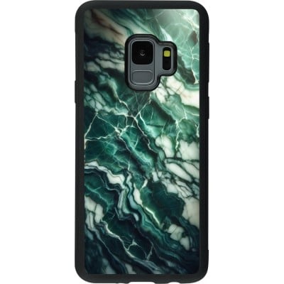 Coque Samsung Galaxy S9 - Silicone rigide noir Marbre vert majestueux