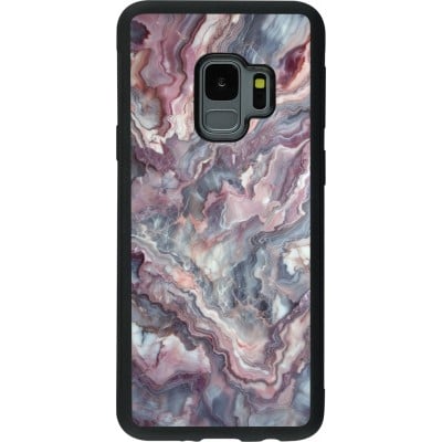 Coque Samsung Galaxy S9 - Silicone rigide noir Marbre violette argentée