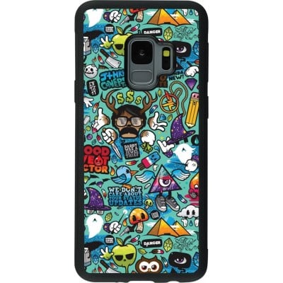 Coque Samsung Galaxy S9 - Silicone rigide noir Mixed Cartoons Turquoise