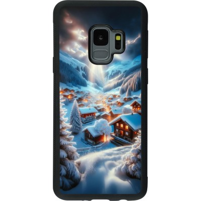 Coque Samsung Galaxy S9 - Silicone rigide noir Mont Neige Lumière